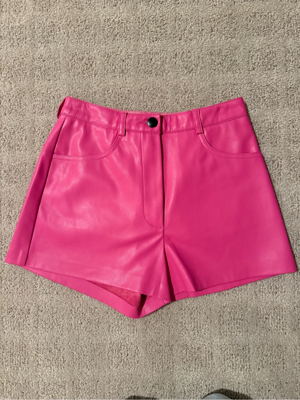 Cultnaked Pink Faux Leather High-Rise Shorts